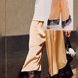 Intimately By Free People Wide Leg Pants with Black Lace Trim